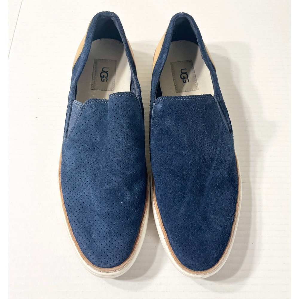 UGG Adley Slip On Sneakers Womens 11 Navy Blue Suede Leather Heel 1018375
